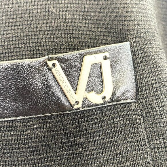 Vintage Versace Jeans Sweater Mens US Small Black 1/4 Zip Pullover Y2K 90's - Picture 3 of 7